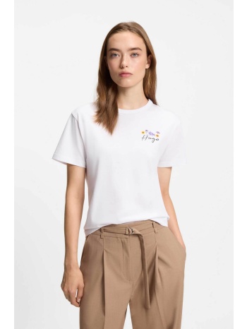 hugo boss γυναικείο t-shirt βαμβακερό μονόχρωμο με λογότυπο