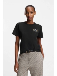 hugo boss γυναικείο t-shirt βαμβακερό μονόχρωμο με λογότυπο `destrel` - 50555813 μαύρο