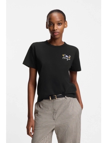 hugo boss γυναικείο t-shirt βαμβακερό μονόχρωμο με λογότυπο