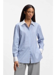 hugo boss γυναικείο πουκάμισο ριγέ `ersenny` - 50556216 γαλάζιο