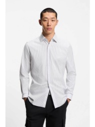 hugo boss ανδρικό πουκάμισο με ριγέ σχέδιο modern fit `valerio` - 50555319 λευκό