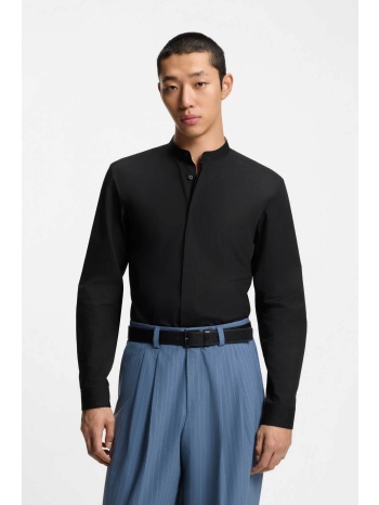 hugo boss ανδρικό πουκάμισο μονόχρωμο με μάο γιακάς slim