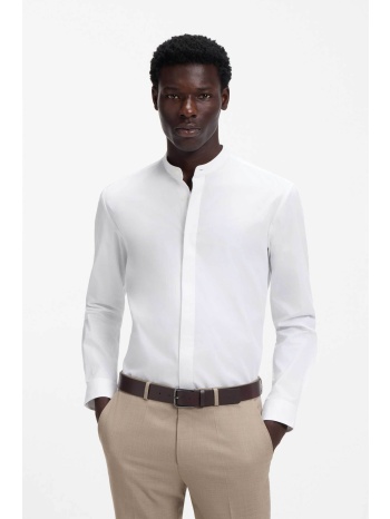 hugo boss ανδρικό πουκάμισο μονόχρωμο με μάο γιακάς slim