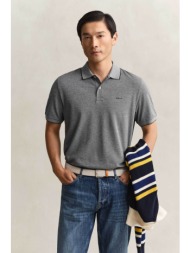 gant ανδρική μπλούζα πόλο πικέ με ton-sur-ton κεντημένο λογότυπο regular fit - 2014102 γκρι