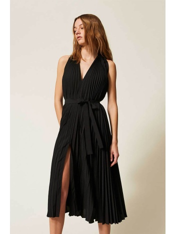 twinset γυναικείο midi φόρεμα πλισέ - 261te2030 μαύρο