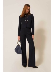 twinset γυναικείο παντελόνι μονόχρωμο wide fit - 261tp2144 μπλε σκούρο