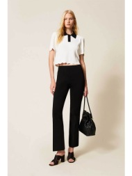 twinset γυναικείο πλεκτό παντελόνι flared - 261tp3130 μαύρο