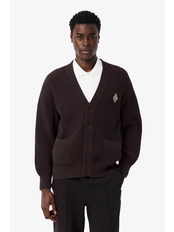 lacoste ανδρική πλεκτή ζακέτα ribbed με v και κεντημένο