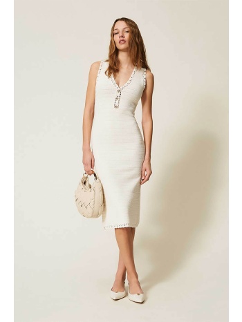 twinset γυναικείο midi φόρεμα πλεκτό crochet - 261tp3073
