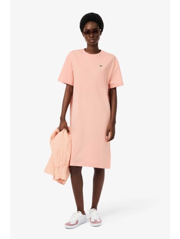 lacoste γυναικείο midi φόρεμα με κεντημένο λογότυπο