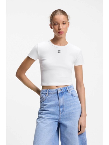 hugo boss γυναικείο t-shirt βαμβακερό μονόχρωμο με λογότυπο