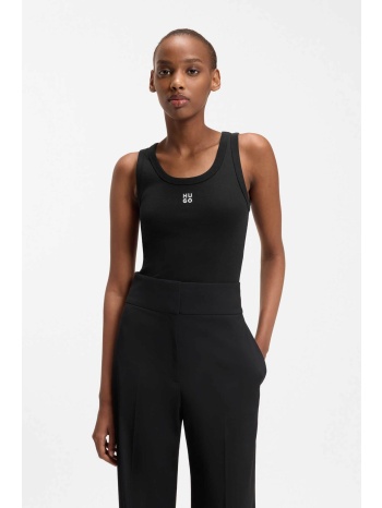 hugo boss γυναικείο αμάνικο τοπ μονόχρωμο με contrast logo