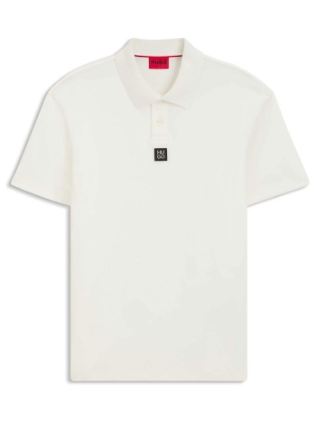 hugo boss ανδρική μπλούζα πόλο μονόχρωμη με logo patch