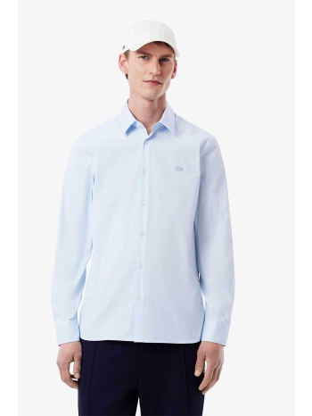 lacoste ανδρικό πουκάμισο poplin με ton-sur-ton κεντημένο