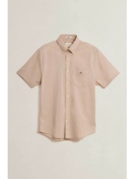 gant ανδρικό κοντομάνικο πουκάμισο button down με τσέπη και λογότυπο regular fit - 3000101 μπεζ