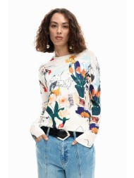desigual γυναικείo λεπτό πουλόβερ με floral print regular fit `nantes` by christian lacroix - 26swjf