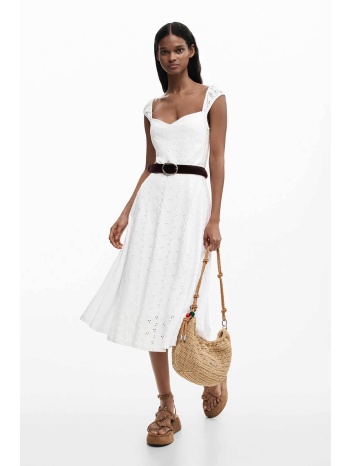 desigual γυναικείο midi αμάνικο φόρεμα με κεντήματα slim