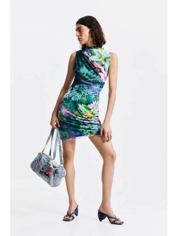 desigual γυναικείο mini αμάνικο φόρεμα με all-over print