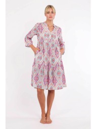 nimo with love γυναικείο mini φόρεμα με print `borage` - borage dress γαλάζιο