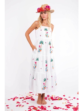 nimo with love γυναικείο midi φόρεμα με print `cornflower`