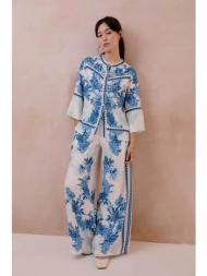 raishma γυναικείο παντελόνι με floral print `myra` - ss26rs30 μπλε