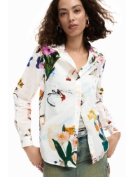 desigual γυναικείo πουκάμισο με floral print `cam mila` - 26swcw21 λευκό