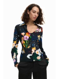 desigual γυναικείo πουκάμισο με floral print `cam fereo` - 26swcw23 μαύρο