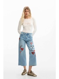 desigual γυναικείo τζιν παντελόνι με print `mickey mouse™` - 26swdd16 denim blue