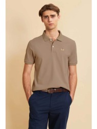 la martina ανδρική μπλούζα πόλο πικέ με κεντημένο λογότυπο regular fit `eduardo` - mcp002-pk001 μπεζ