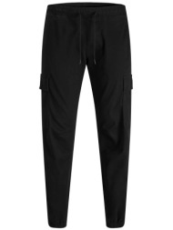 jack & jones ανδρικό παντελόνι cargo με ελαστική μέση regular fit - 12289589 μαύρο