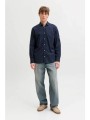 jack & jones ανδρικό πουκάμισο με roll-up μανίκια regular fit - 12289197 μπλε σκούρο