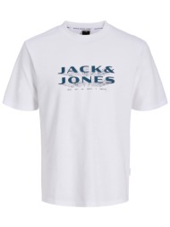jack & jones ανδρικό t-shirt με graphic logo regular fit - 12289880 λευκό
