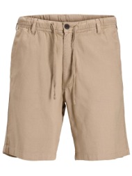 jack & jones ανδρική βερμούδα με ελαστική μέση relaxed fit - 12292332 καμηλό