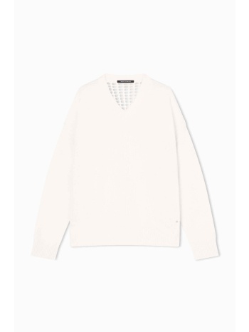 armani exchange γυναικεία πλεκτή μπλούζα με v και διάτρητο