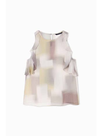 armani exchange γυναικεία αμάνικη μπλούζα με βολάν και