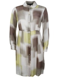 armani exchange γυναικείο midi φόρεμα σεμιζιέ με all-over print - xw002281af21554 μπεζ