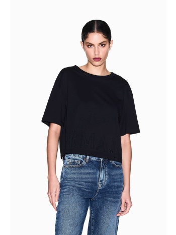 armani exchange γυναικείο cropped t-shirt με λογότυπο από