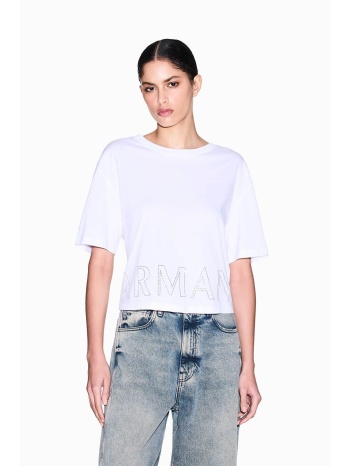 armani exchange γυναικείο cropped t-shirt με λογότυπο από