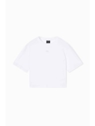 armani exchange γυναικείο cropped t-shirt με monogram regular fit - xw001836af10356 λευκό