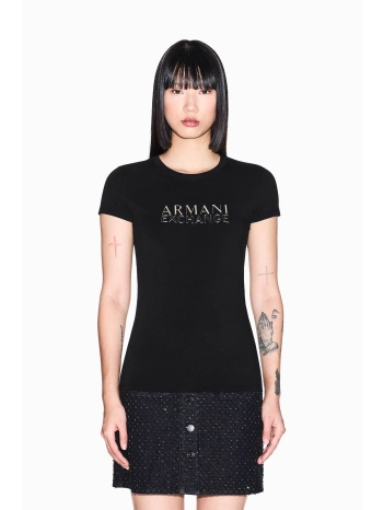 armani exchange γυναικείο t-shirt με μεταλλικό λογότυπο