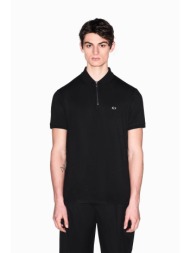 armani exchange ανδρική κοντομάνικη μπλούζα πόλο με φερμουάρ και κεντημένο monogram regular fit - xm