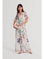 ted baker γυναικείο ψηλόμεσο παντελόνι πλισέ με floral print wide leg `hurta` - 283392 ροζ