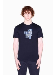 armani exchange ανδρικό t-shirt με graphic print regular fit - xm002780af10358 σκούρο μπλε