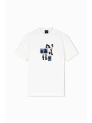 armani exchange ανδρικό t-shirt με graphic print regular fit - xm002780af10358 λευκό