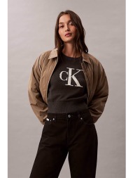 calvin klein jeans γυναικείο πουλόβερ με λογότυπο regular fit - lv044e306g ανθρακί
