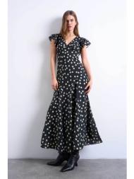 topshop γυναικείο midi φόρεμα με πουά print `viola` - 31000762 μαύρο