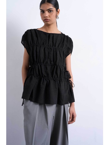 topshop γυναικεία μπλούζα μονόχρωμη με διακοσμητικές σούρες