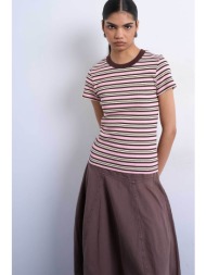 topshop γυναικείο t-shirt ριγέ `sally` - 31000916 ροζ pastel
