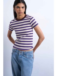 topshop γυναικείο t-shirt ριγέ `sally` - 31000916 λιλά