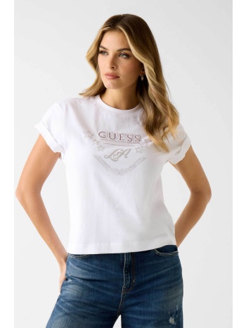 guess γυναικείο t-shirt με λογότυπο απο στρας - w6ri30i3z14